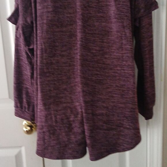 American Curvy  purple long sleeve super soft tunic  ruffle sleeve Sz 3X NWOT - Picture 6 of 9